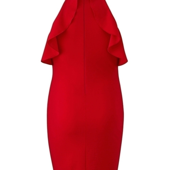 AX Paris Curve Womens 20 Red Reuffle Detail Midi Summer Dress NWT - Picture 3 of 12